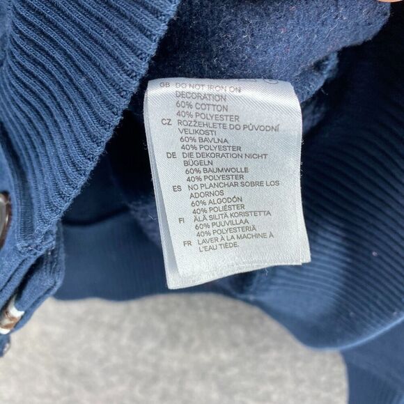 H&M Cardigan Women M Medium Blue Collared Long Sleeve Button Up Pockets Knit - Picture 7 of 10